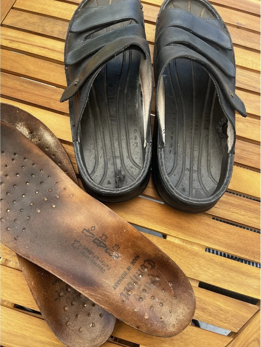 Finn Comfort Korfu Mens US 13 EU 47 Bison Slip-On Leather Sandals Open Toe Black